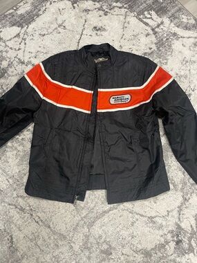Harley-Davidson Black Jacket with Orange and White Chest Stripe